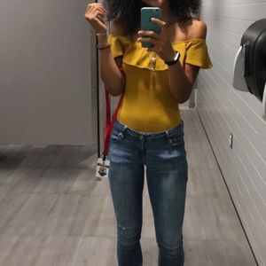 Off the shoulder ribbed bodysuit